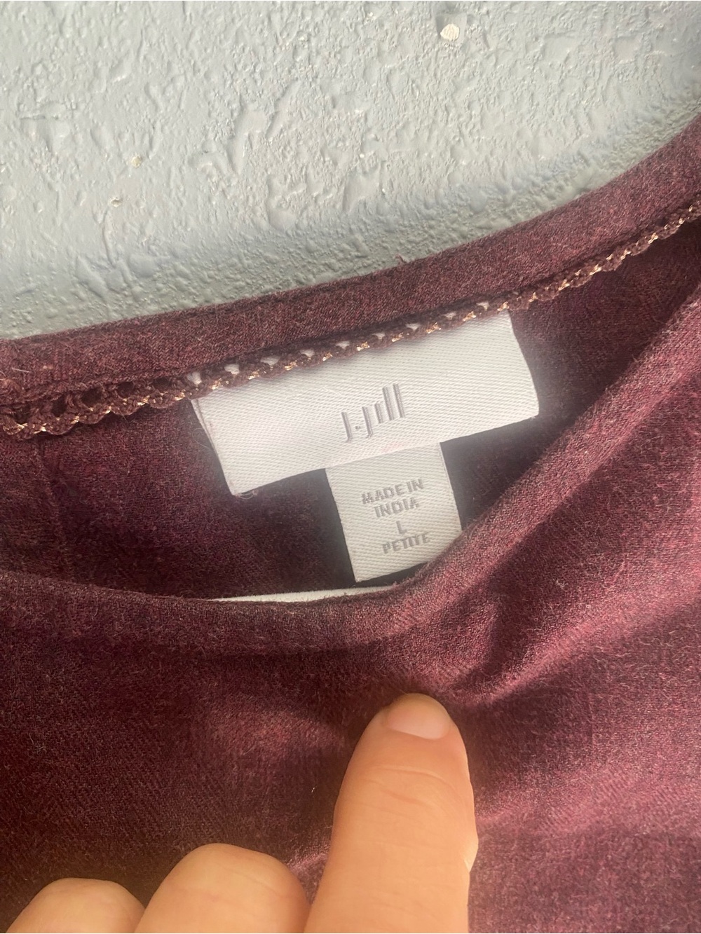 J. Jill Burgundy Embroidered Long-Sleeve Blouse L - Picture 4 of 8